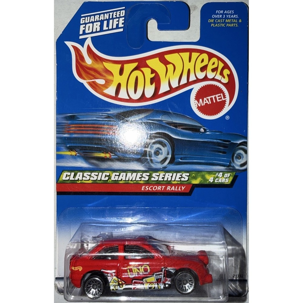 Hot Wheels 1999 Classic Games Series UNO Escort Rally Red Collector 984 21332